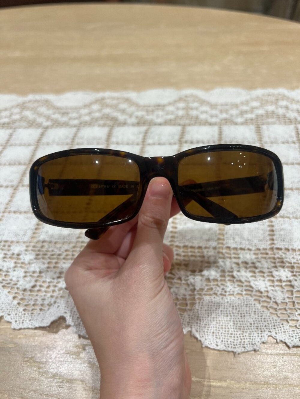 Authentic Vintage Miu Miu Tortoise Rectangle Sunglasses from early 2000s